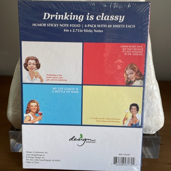 StyleLife Drinking is Classy Sticky Note Folio Hardcover - Picture 2 of 2